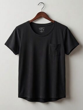 LOFT Classic Black Short Sleeve Cotton T-shirt